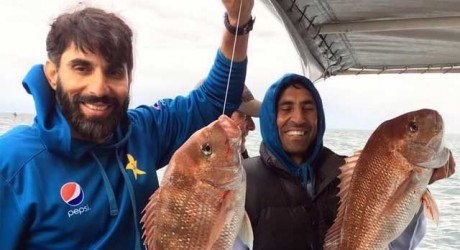 Misbah and Younis fishing in New Zealand before Series