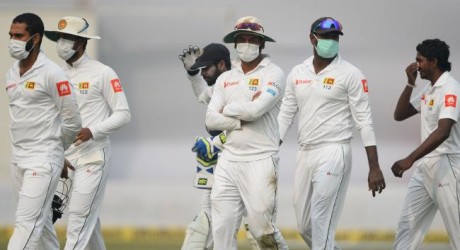 Sri Lankan Players Masked During Test Match